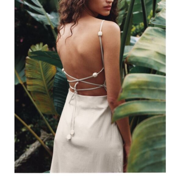 ZARA DRAPED MIDI DRESS ICE SIZE XS | 9479/256 NWT - Picture 2 of 7